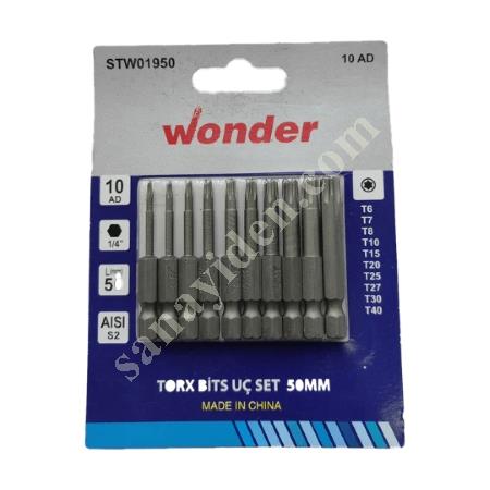 WONDER TORX BITS SET 50MM 10 PIECES, Drill