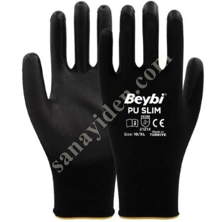 BEYBI POLYURETHANE KNITTED PU SLIM COATED BLACK NO:7, Work Gloves