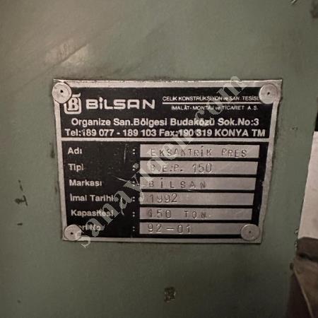 BILSAN BRAND 150 TON STEEL BODY ECCENTRIC PRESS, Eccentric Press