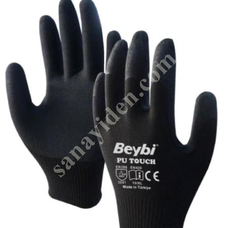 BEYBI PU TOUCH POLYURETHANE COATED GLOVES BLACK 7, Work Gloves