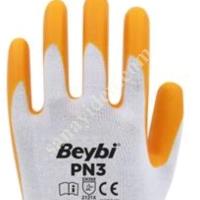 BEYBI PN3 POLY LINED NITRILE YELLOW-WHITE GLOVE NO:9, Work Gloves