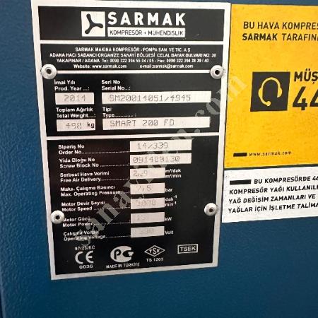 SARMAK BRAND 15 KW TANK SUPERCHARGED COMPRESSOR, Screw Compressor