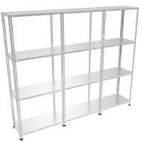 4 LAYERS 3 ADJACENT GALVANISED STEEL RACK. WAREHOUSE SHELF,