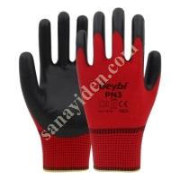 BEYBI PN3 POLY LINED NITRILE RED-BLACK GLOVE NO:9, Work Gloves