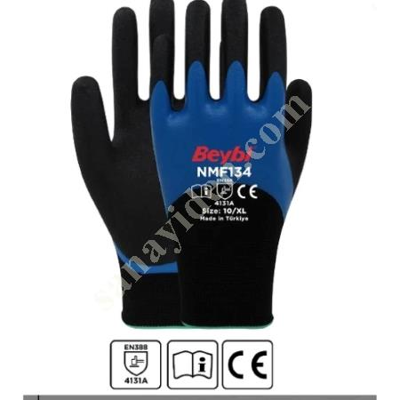 BEYBI DOUBLE MICRO 3/4 NITRILE COATED GLOVE NO:8, Work Gloves