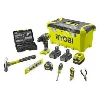 RYOBI R18PD3-220TAH CORDLESS HAMMER DRILL 2.0 AH ACCESSORY SET, Cordless Hand Tools