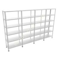 6 LAYERS 4 ADJACENT GALVANISED STEEL SHELVING, Warehouse / Shelving Systems