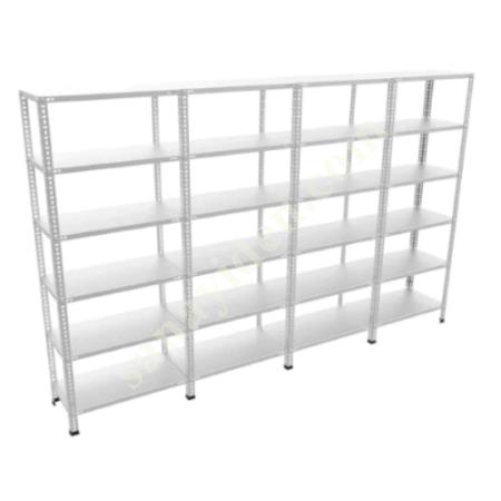 6 LAYERS 4 ADJACENT GALVANISED STEEL SHELVING, Warehouse / Shelving Systems