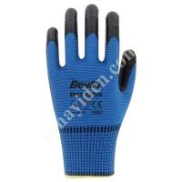 BEYBI PN3 ZEBRA POLY LINED NITRILE GLOVE BLUE-BLACK NO:10, Work Gloves