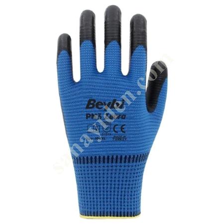 BEYBI PN3 ZEBRA POLY LINED NITRILE GLOVE BLUE-BLACK NO:10, Work Gloves