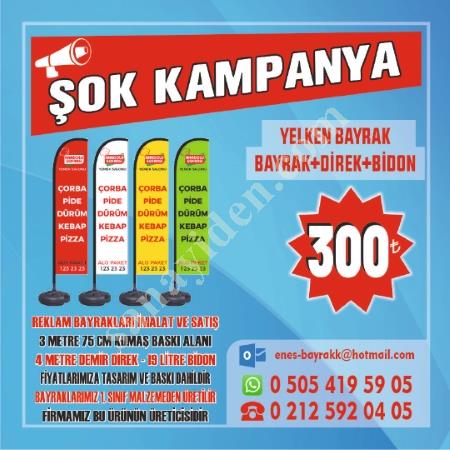 YELKEN BAYRAK 75X300+19L SU BİDONU+DEMİR DİREK SADECE 350₺, Bayrak