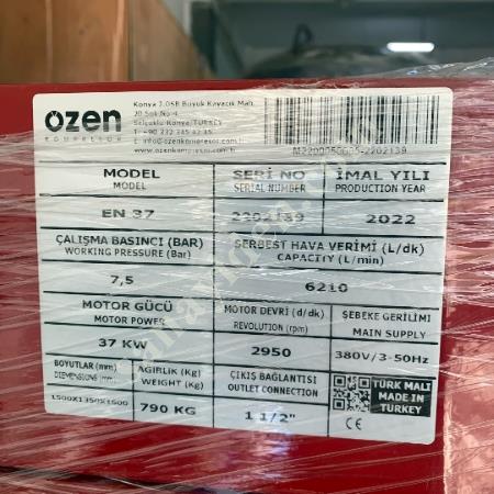 ZERO SCREW COMPRESSOR OZEN BRAND 37KW 7.5 BAR, Machine