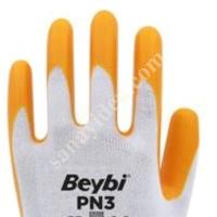 BEYBI PN3 POLY LINED NITRILE YELLOW-WHITE GLOVE NO:10, Work Gloves