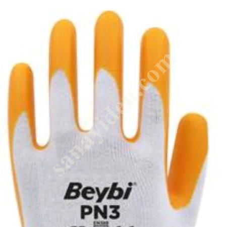 BEYBI PN3 POLY LINED NITRILE YELLOW-WHITE GLOVE NO:10, Work Gloves