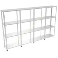 4 ADJACENT GALVANISED STEEL SHELF. WAREHOUSE, FILE, ARCHIVE SHELF, Warehouse / Shelving Systems