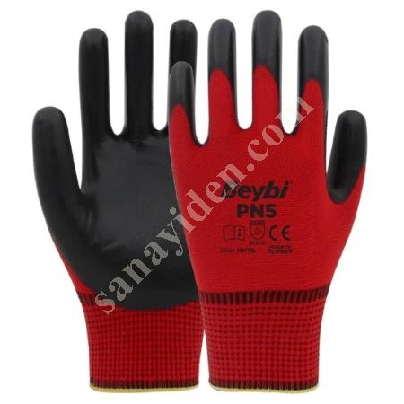 BEYBI PN5 POLY PRIMER NITRILE RED/BLACK ELD. NO:10, Work Gloves