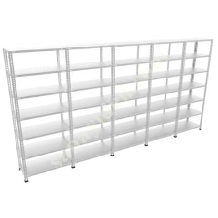 DURABLE AND PRACTICAL: GALVANISED STEEL 5 ADJACENT SHELVES, Warehouse / Shelving Systems