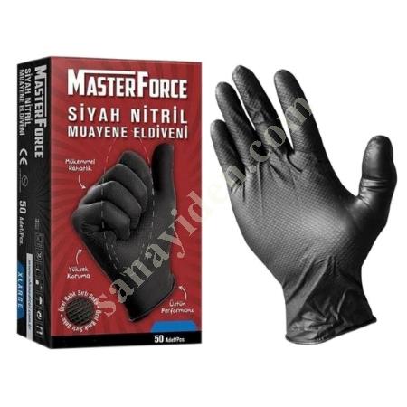 MASTERFORCE BLACK NITRILE EXAMINATION GLOVES, Work Gloves